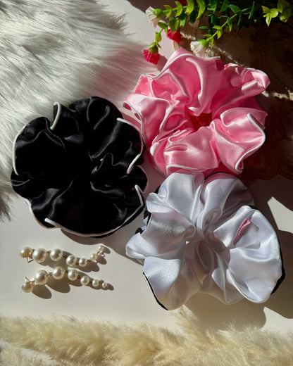 Silky Halo in Milky White - XL Satin Scrunchie