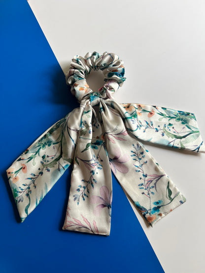 Ocean Bloom Dual Tail Scrunchie in Satin