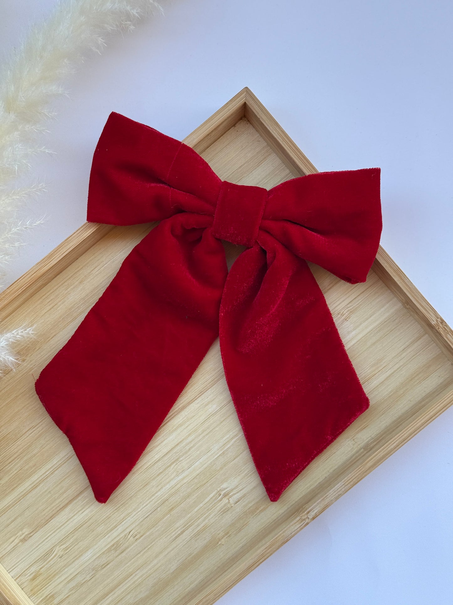 Crimson Holiday Velvet Hair Bow Clip