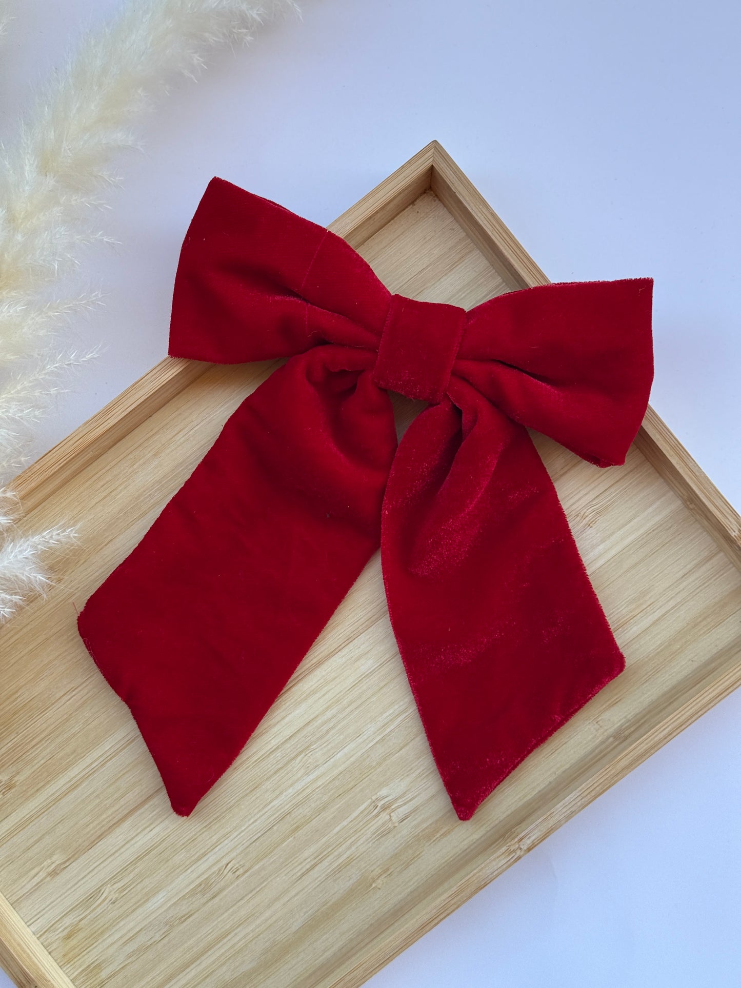 Crimson Holiday Velvet Hair Bow Clip