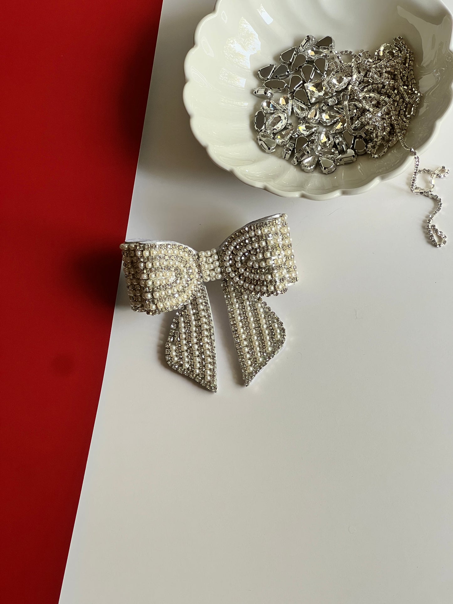 Pearly Luster Hair Bow Clip