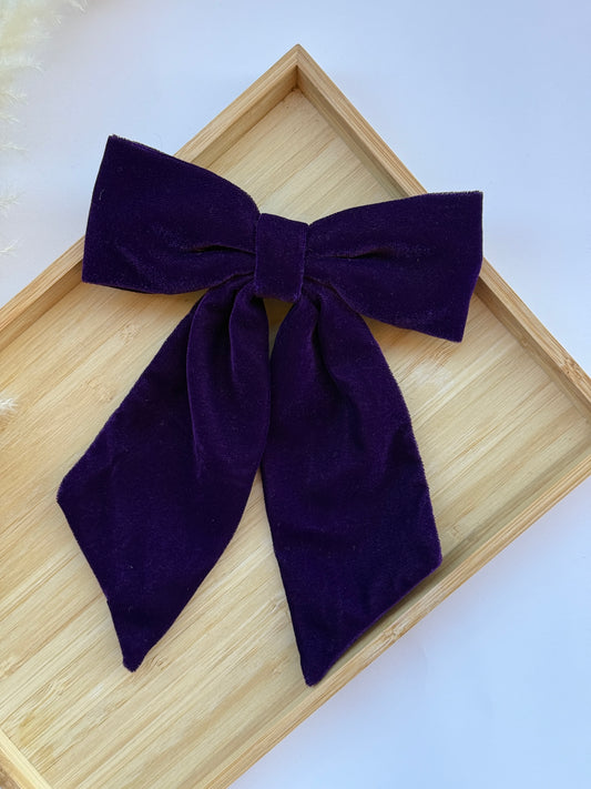 Amethyst Holiday Velvet Hair Bow Clip