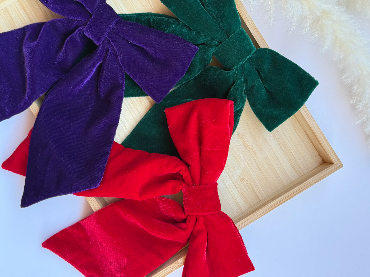 Crimson Holiday Velvet Hair Bow Clip