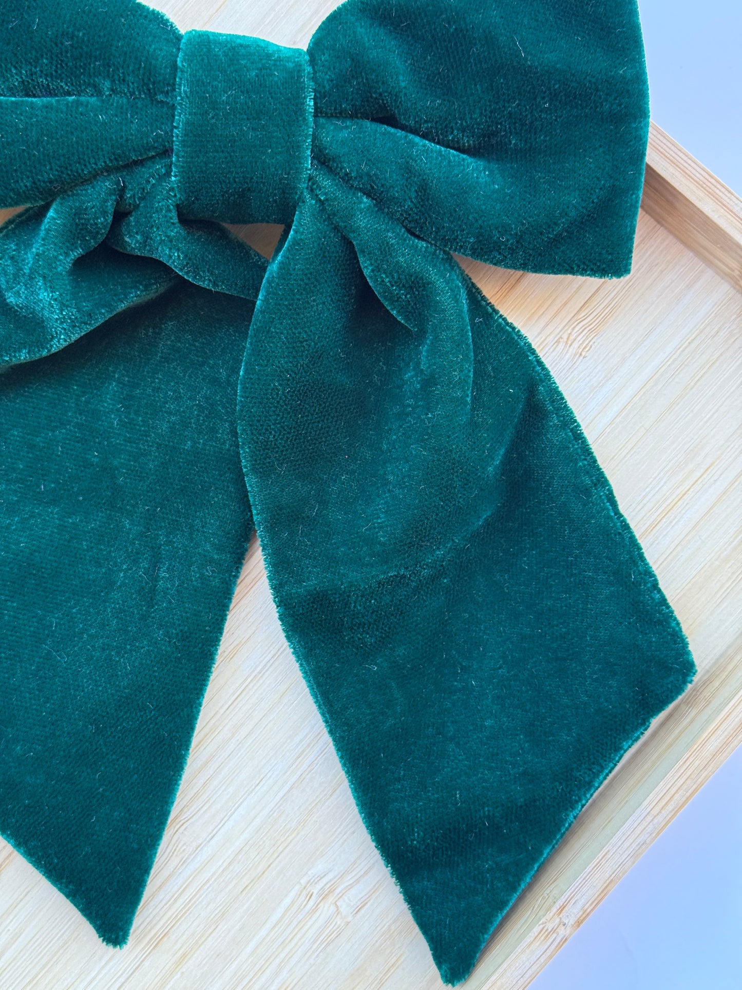 Emerald Holiday Velvet Hair Bow Clip