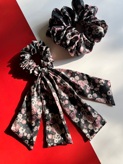 Blossom Noir - Dual Tail Scrunchie