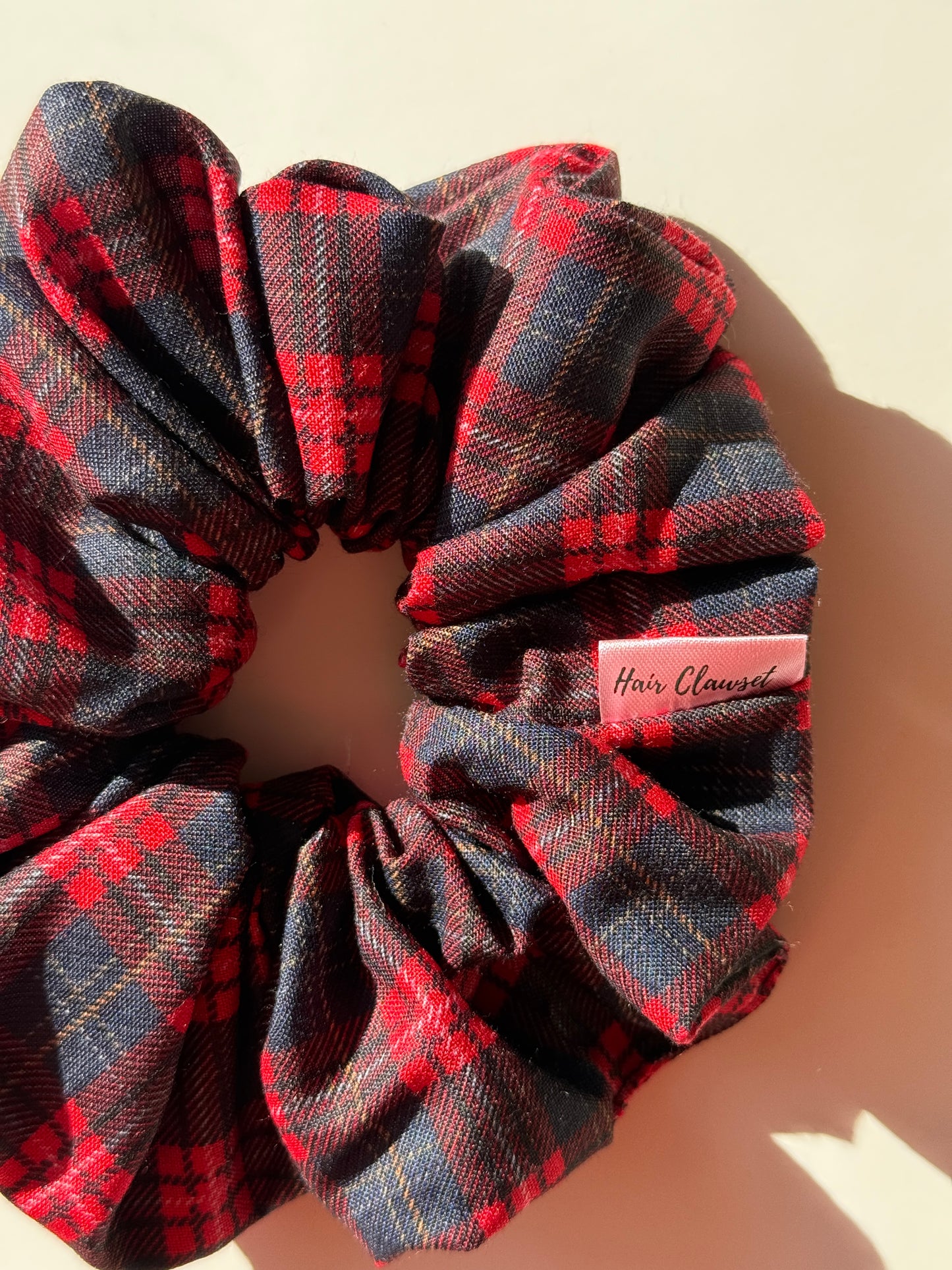 Berry Plaid Pattern - XL Soft Cotton Scrunchie