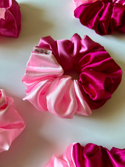 Blush and Berry Multicolored Satin Scrunchie