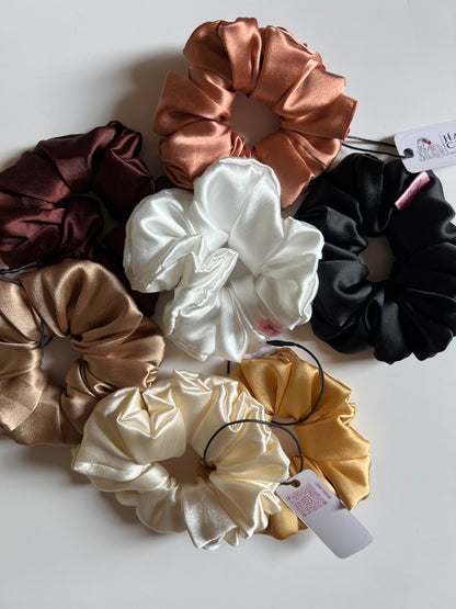 White Large Satin Scrunchie - Mix and Match 4 for $25