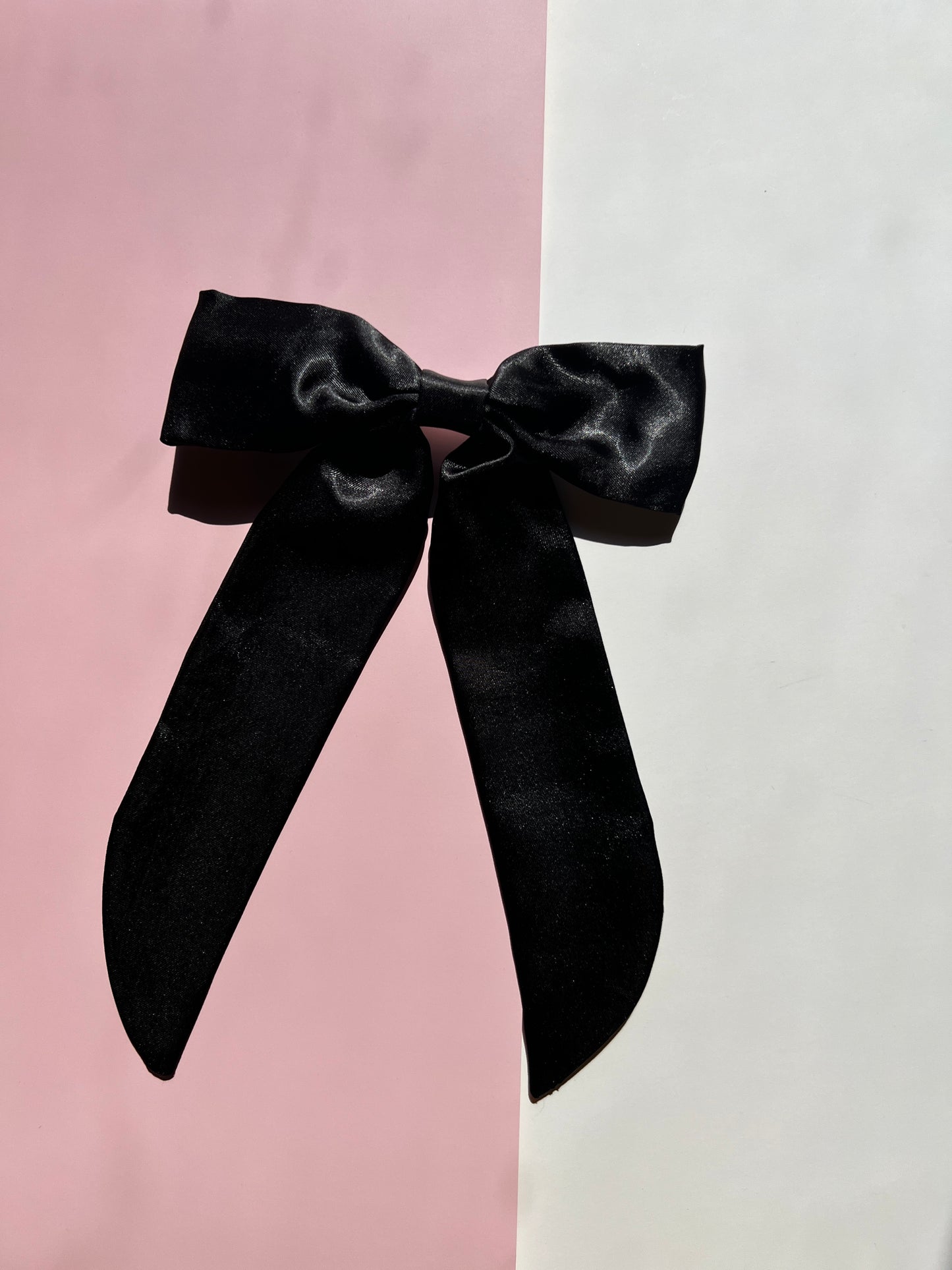 Black Hazel Bow Clip in Luxe Satin