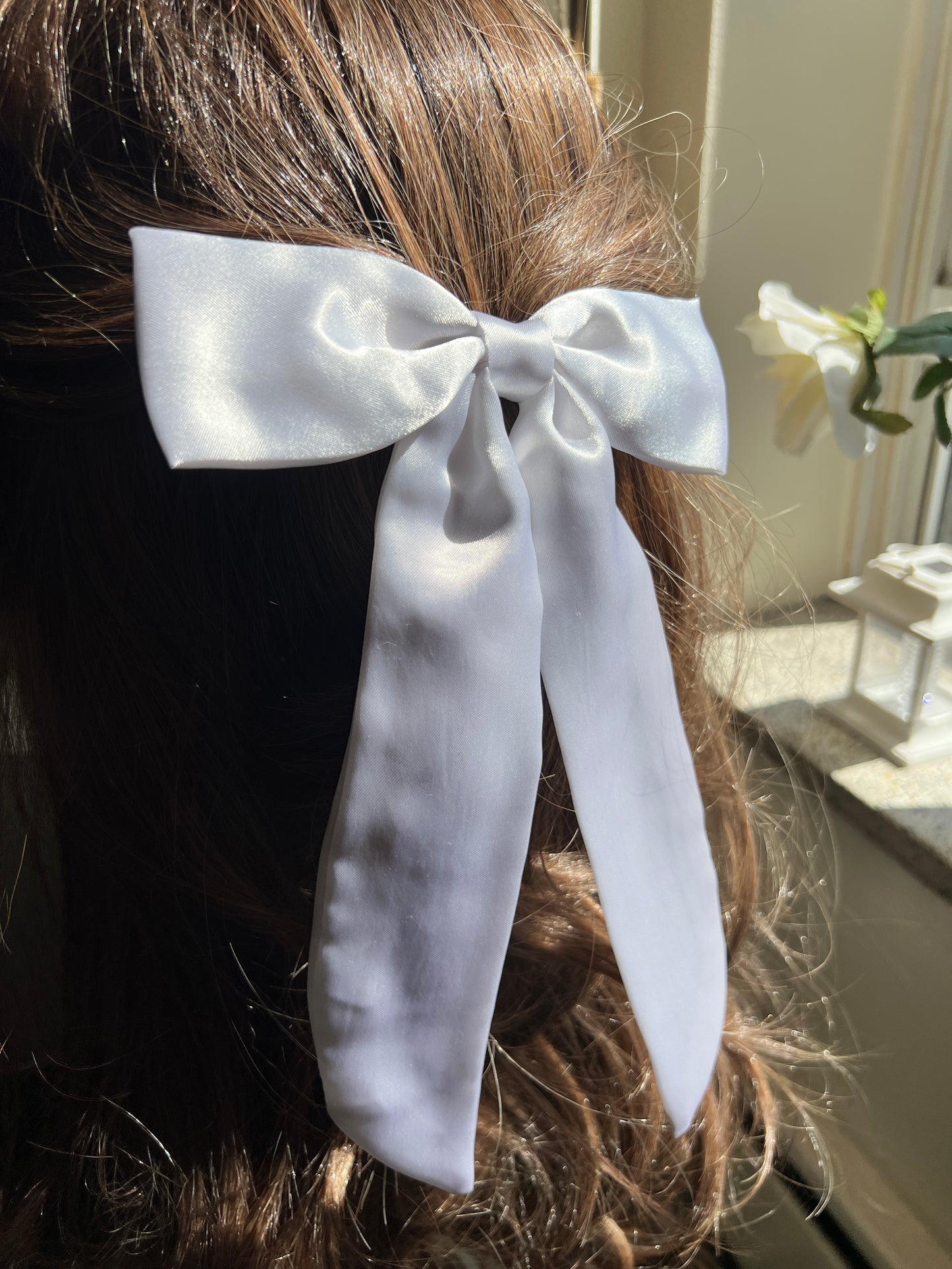 Pearl White Luxe Satin Hazel Hair Bows