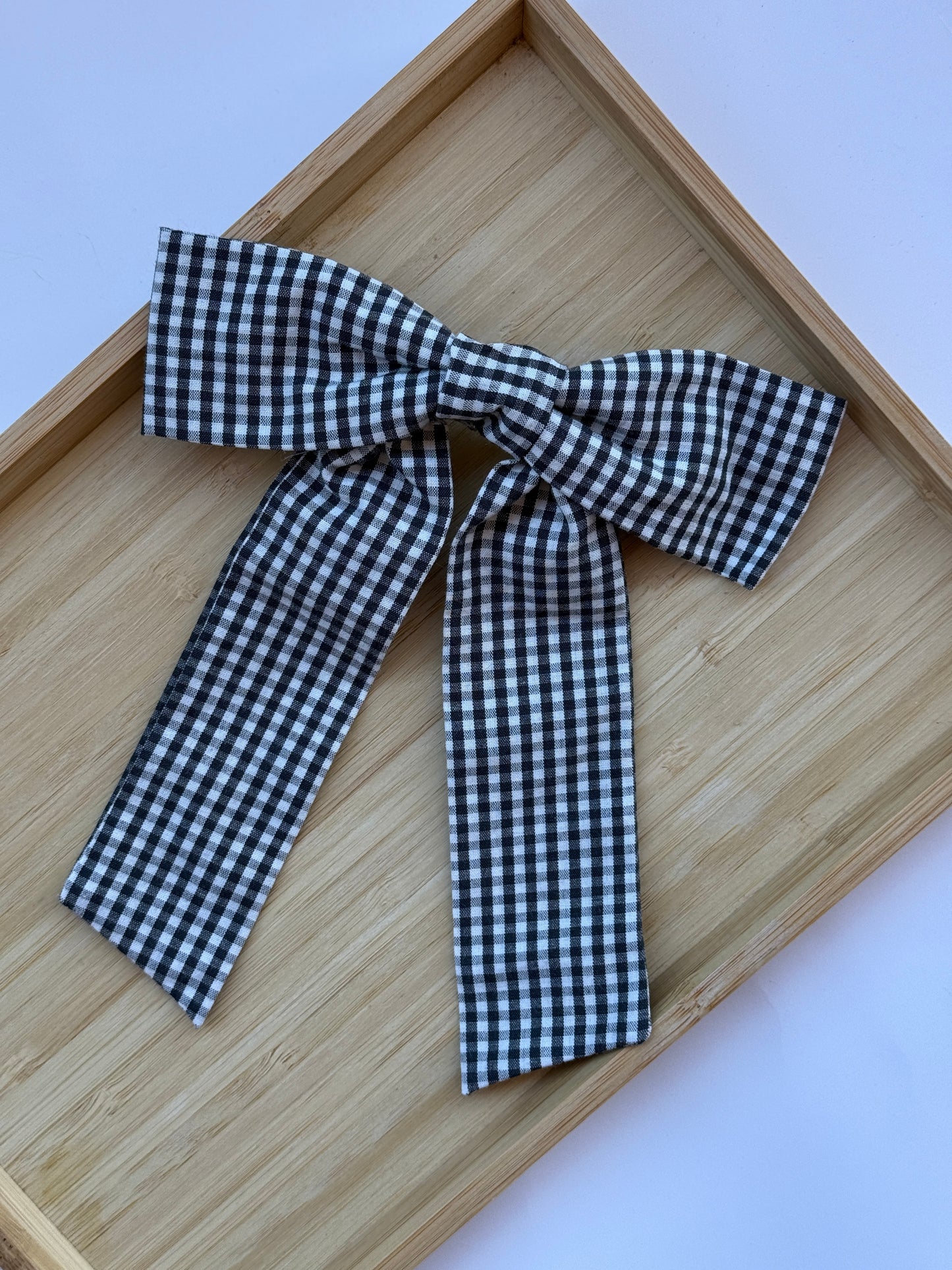 Black and White Gingham Pattern - Hair Bow Clip