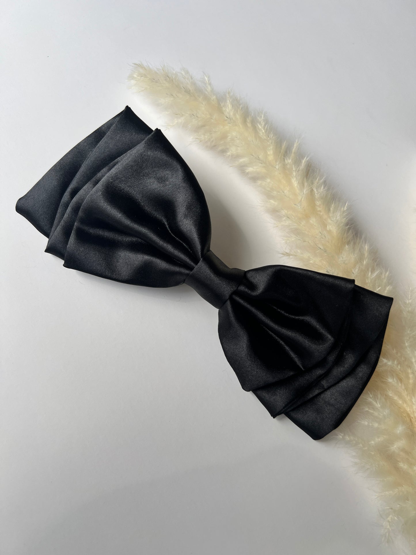 Black Luxe Satin Scarlet Bow