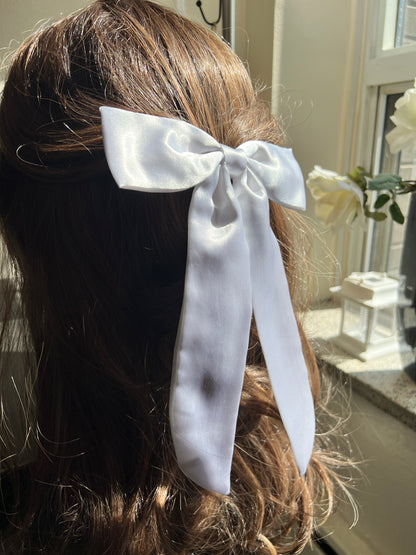 Pearl White Luxe Satin Hazel Hair Bows