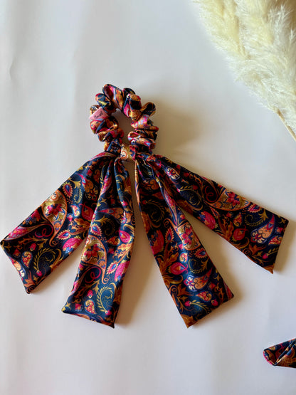 Royal Paisley - Dual Tail Satin Scrunchie