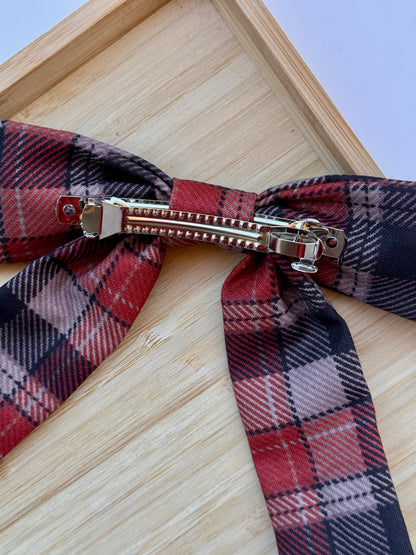 Earthy Rustic Plaid Pattern- Hair Bow Clip