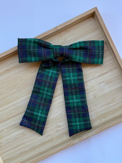 Emerald Plaid Pattern - Hair Bow Clip