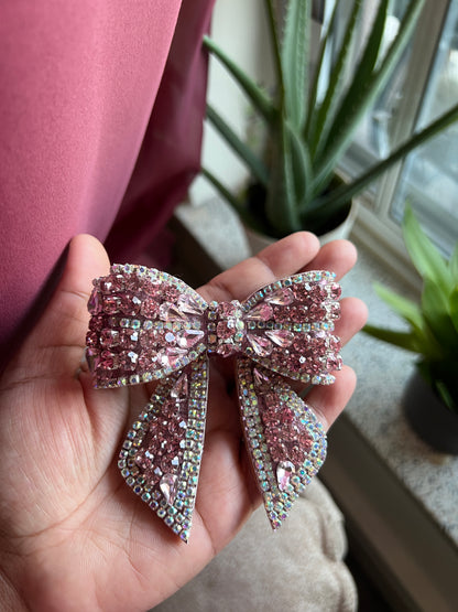 Pink Luster Hair Bow Clip