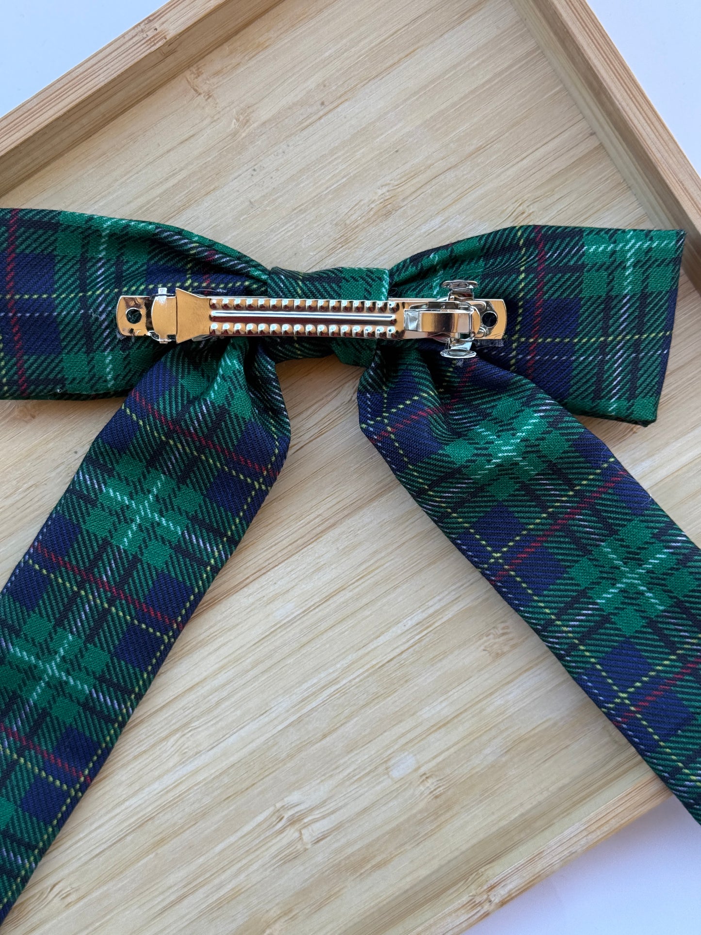 Emerald Plaid Pattern - Hair Bow Clip