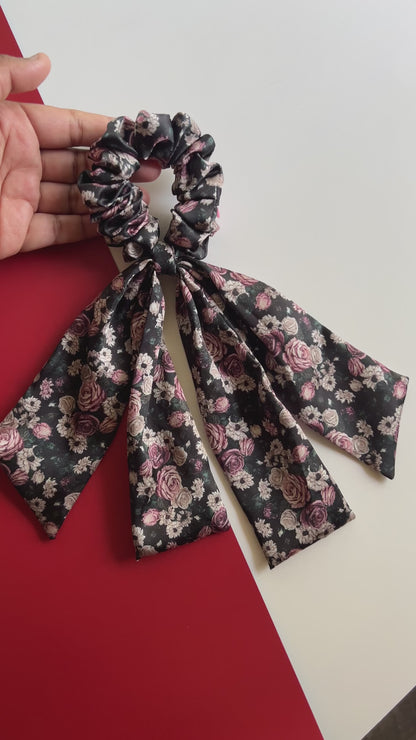 Blossom Noir - Dual Tail Scrunchie